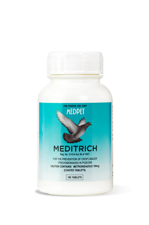 Meditrich Tablets (Medpet) Metronidazole for Pigeons - Stops Regurgitation/Treats Trichomoniasis in Pigeons
