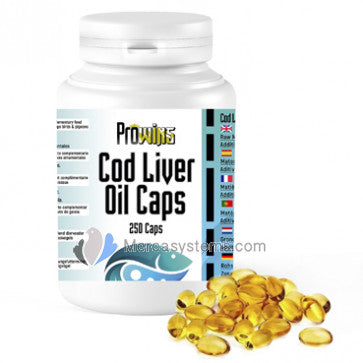 Prowins Cod Liver Oil 250 caps, cod-liver oil gelatin capsules enriched with vitamin E
