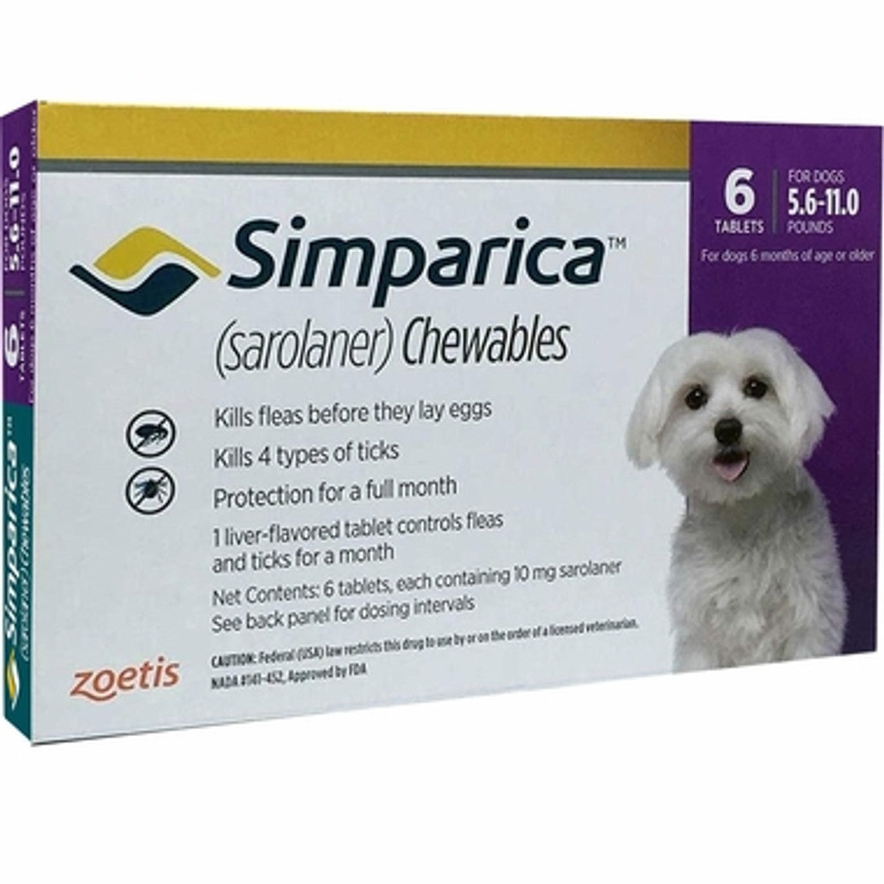 Simparica Chews for Dogs 5.5-11 lbs (2.6-5 kg) - Purple 6 Chews